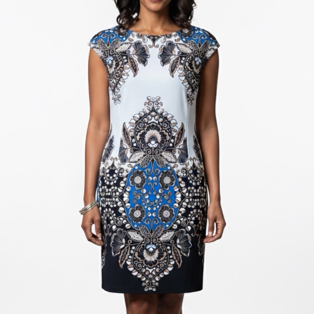 MAGGY LONDON Women’s Avant Garde Patterned Midi Dress